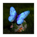 WSgift Solar Butterfly Garden Statue Weatherproof Outdoor Hand-Painted Decor Butterfly Resin Figurine Blue