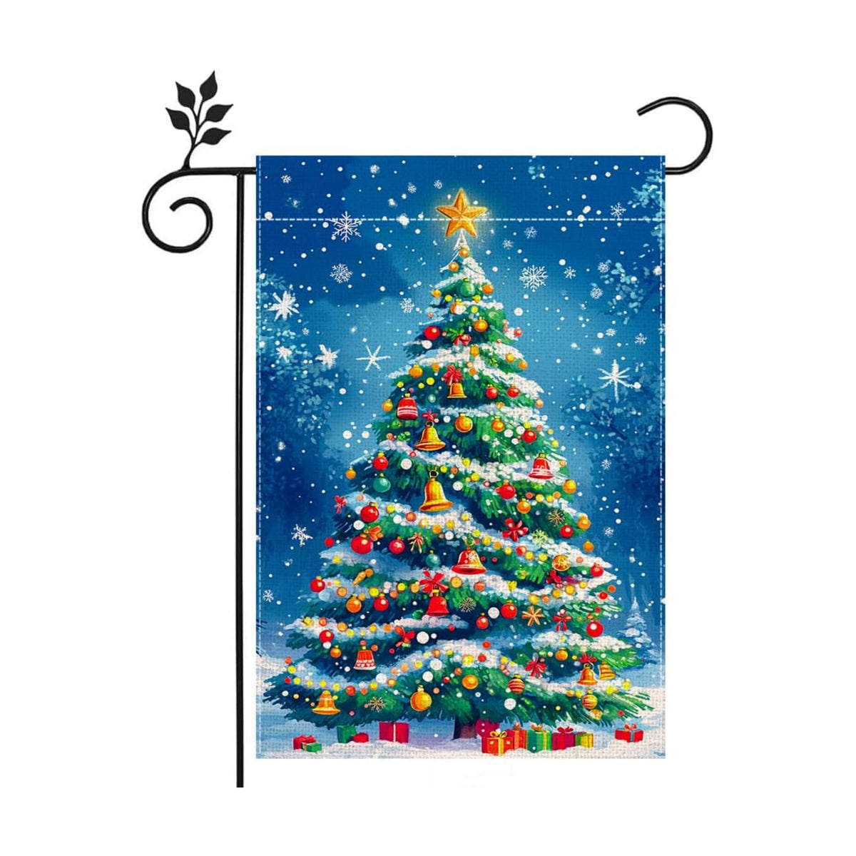 Winter Christmas Tree Garden Flag for Outside, Snowflake Xmas Ball Welcome Christmas Yard Flag 12x18 Inch Double Sided Burlap Holiday Farmhouse Home Decoration Outdoor Flag