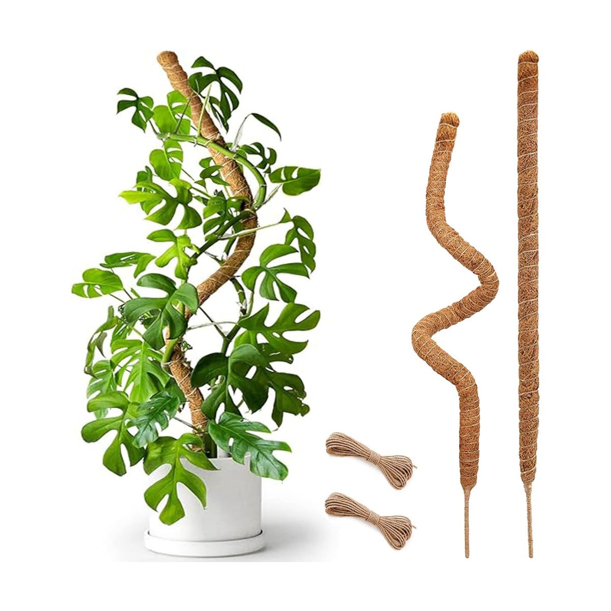 2 Pack 25" Moss Pole, Bendable Moss Pole for Plants Monstera, Moss Poles for Climbing Plants Indoor, Handmade Coco Coir Plant Pole Sticks Support Stakes for Potted Plants