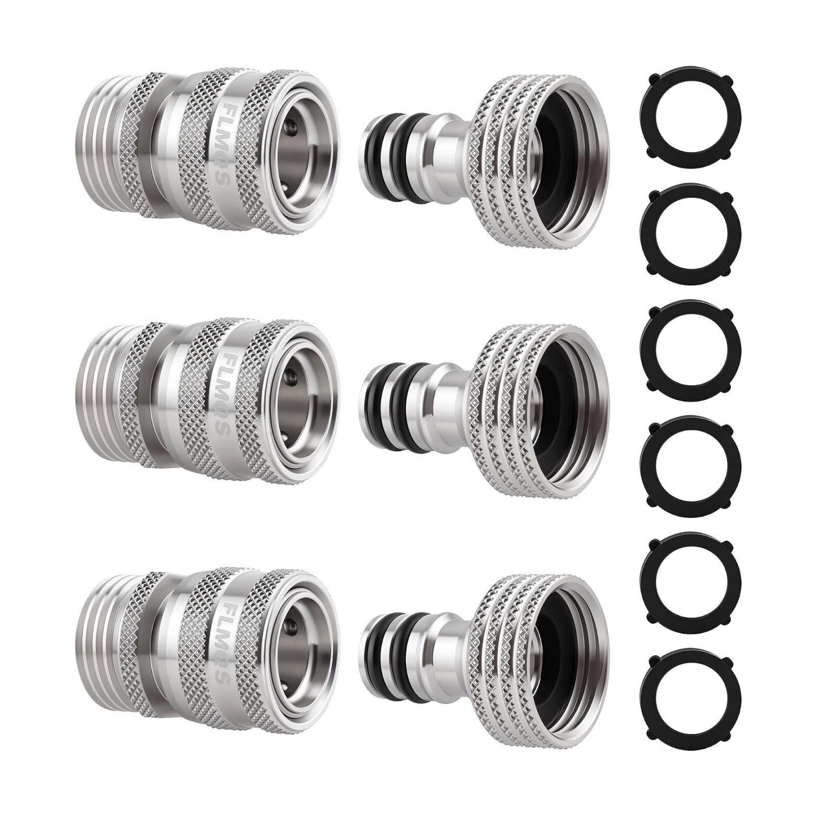 Garden Hose Quick Connector - 3/4" GHT Solid Stainless Steel Water Hose Quick Connect, Leak-Proof Male & Female