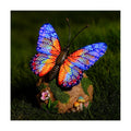 WSgift Solar Butterfly Garden Statue Weatherproof Outdoor Hand-Painted Decor Butterfly Resin Figurine Orange