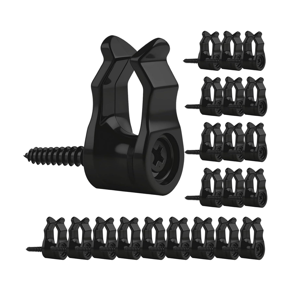 50 Pack String Light Clips, Screw in Hooks for Outdoor String Lights,Weatherproof Cable Clips for Christmas Fairy Lights, Rope Light, Patio Holiday Decor & Cable Management-Black