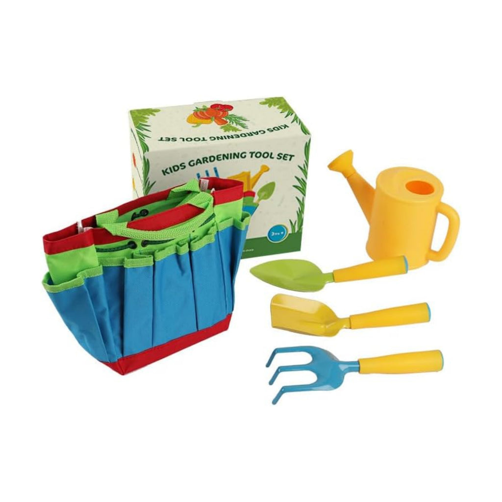 Kids Garden Tool Set with Trowel, Shovel, Rake, Watering Can & Tote Bag Kit | Ages 3+ | Child-Safe Design | Durable