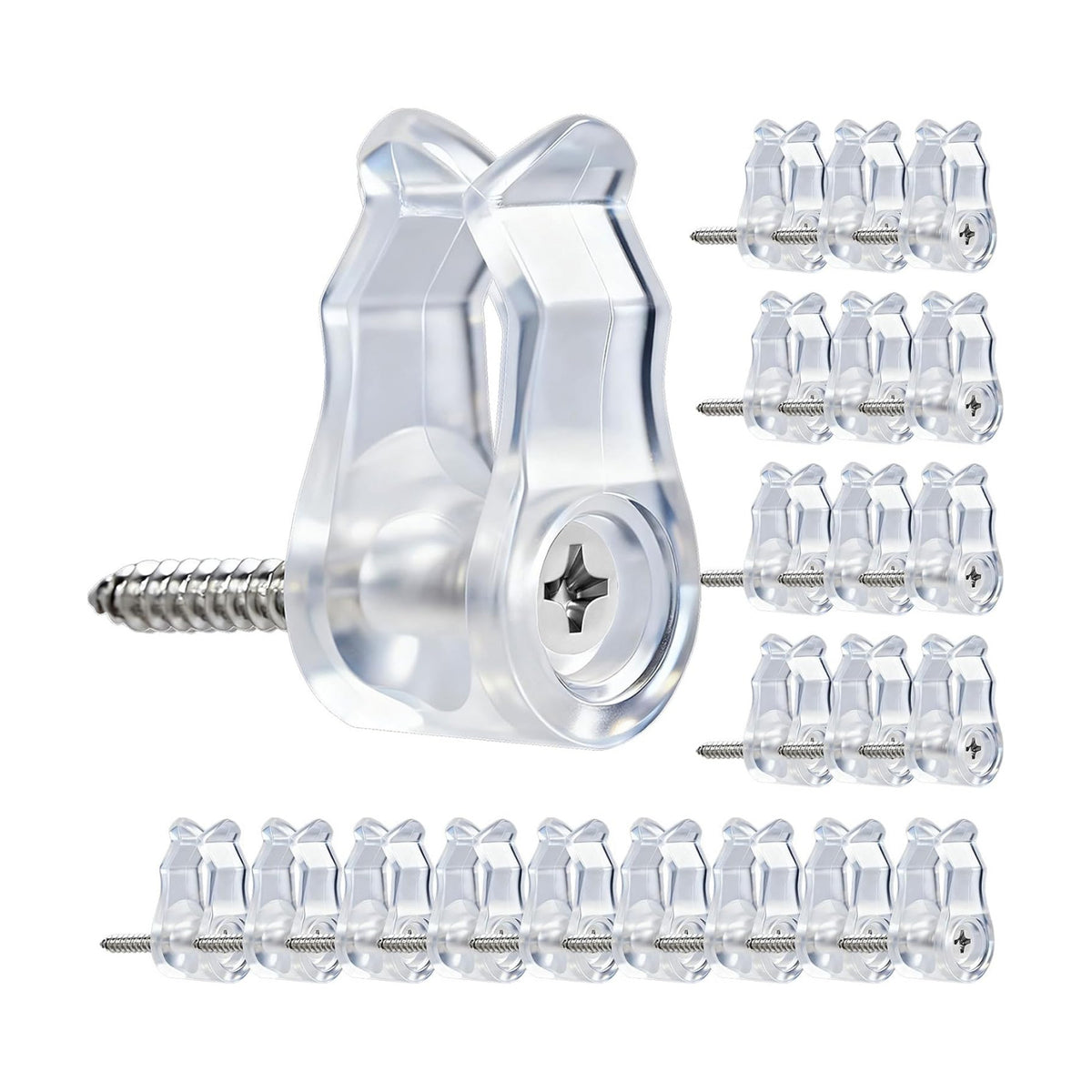 50 Pack Clear String Light Clips, Screw in Outdoor Light Hooks, Weatherproof Cable Clips for Christmas Fairy Lights, Rope Light, Patio Holiday Decor & Cable Management