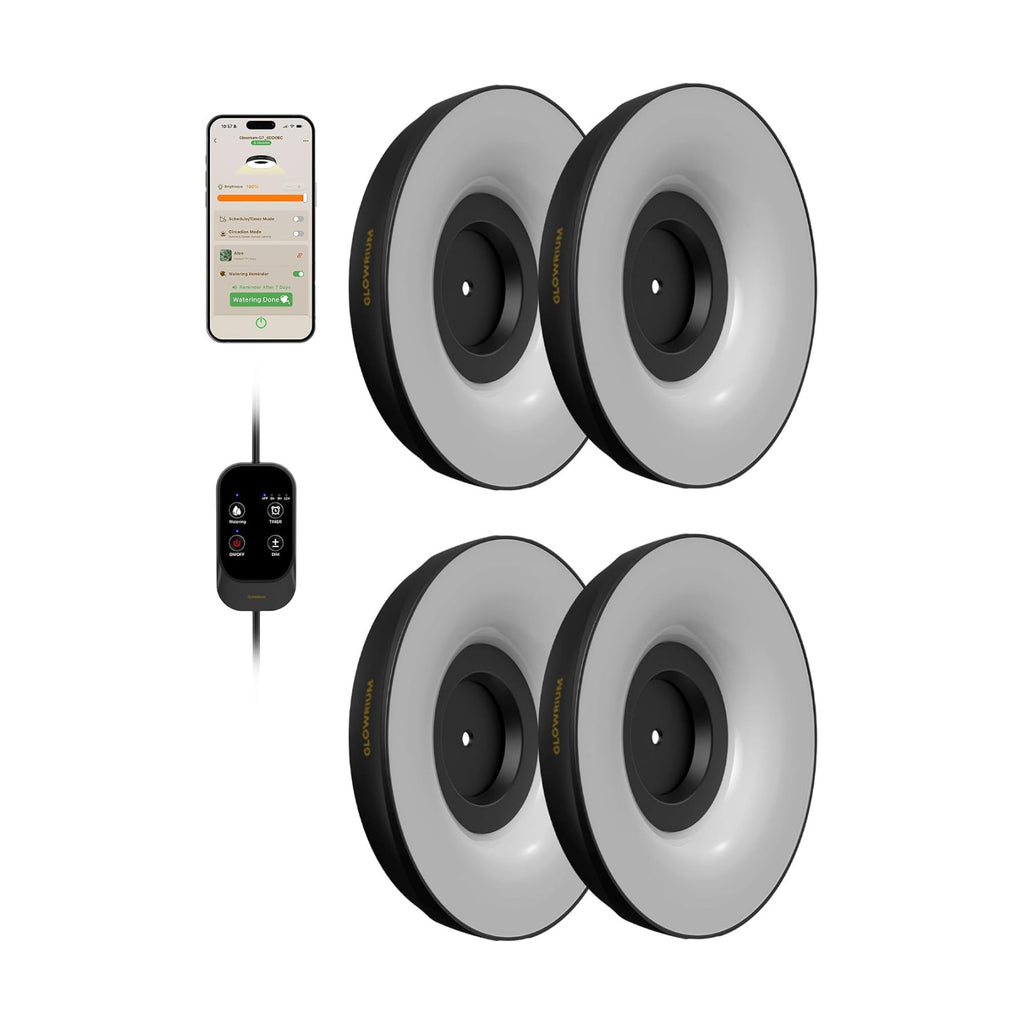 Smart Full Spectrum LED Grow Light for Indoor Plants (Black 4PCS) | 32W LED Grow Lights with Auto Timer, Stepless