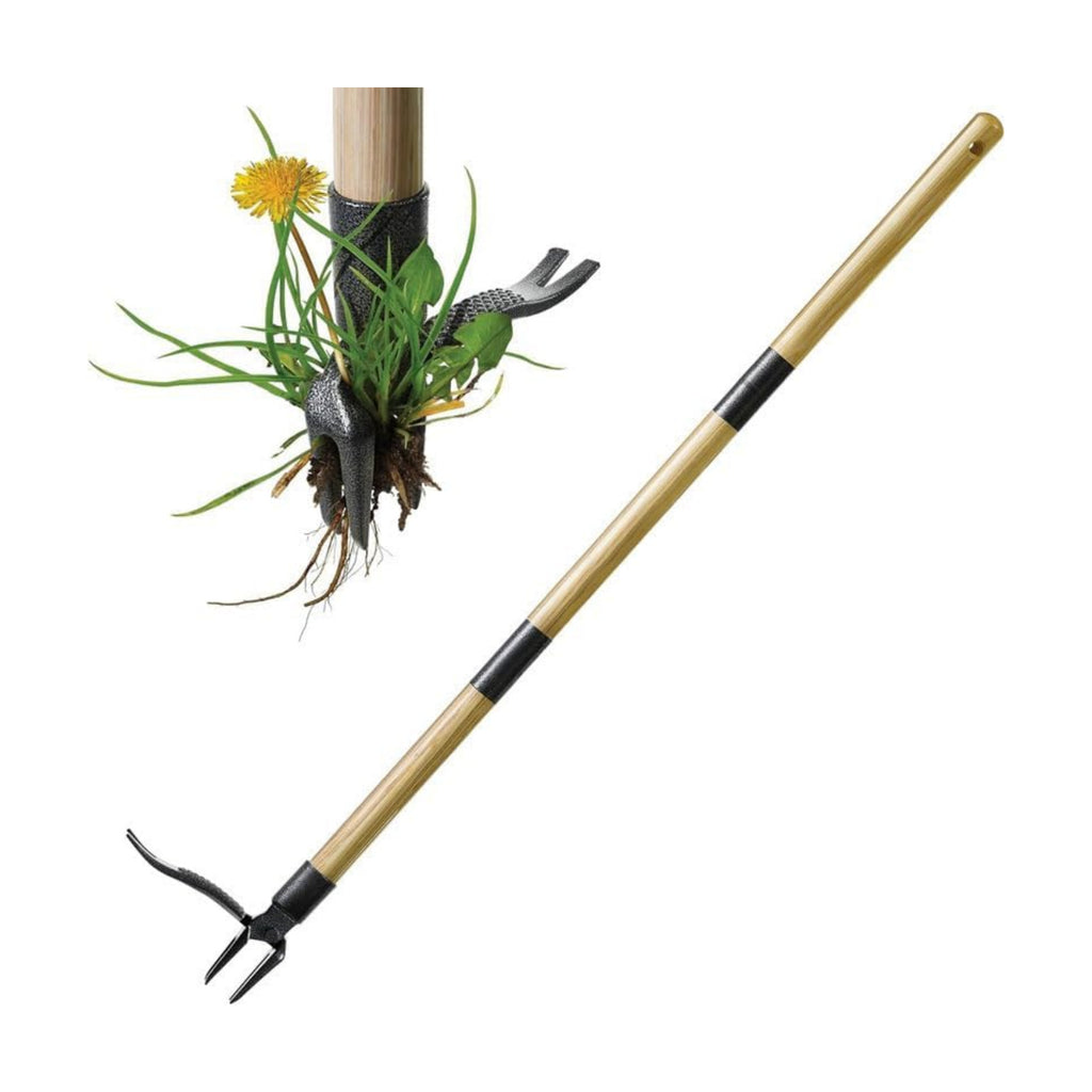 Stand-Up Weed Puller Tool with Long Handle for Dandelions and Garden Weeds. | Carbon Steel Head | Bamboo Shaft
