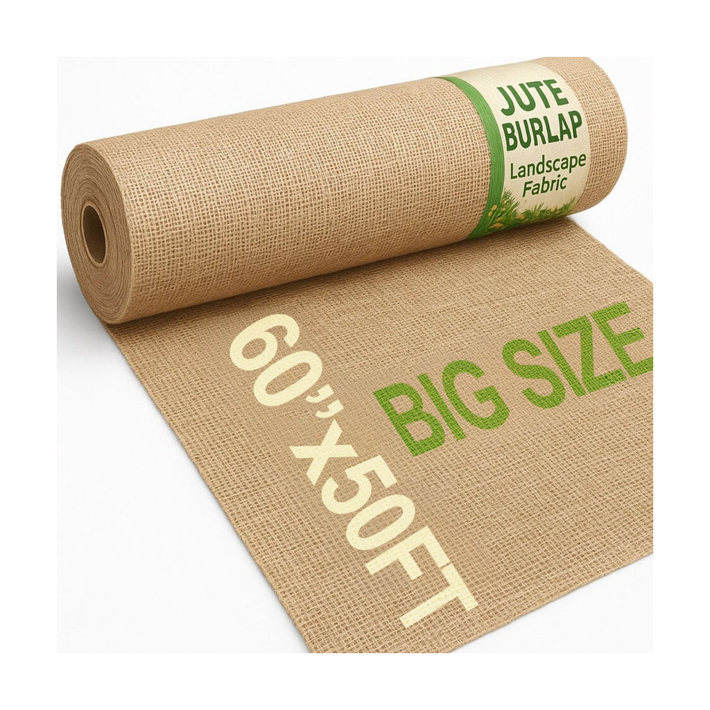 60" x 50 feet Burlap Fabric Roll – Multipurpose Burlap Tree Wrap, Natural Jute Garden Fabric for Outdoor Plant Cover