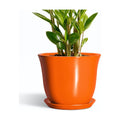 10 Inch Plant Pot, Ceramic Pots for Plants with Drainage, Orange