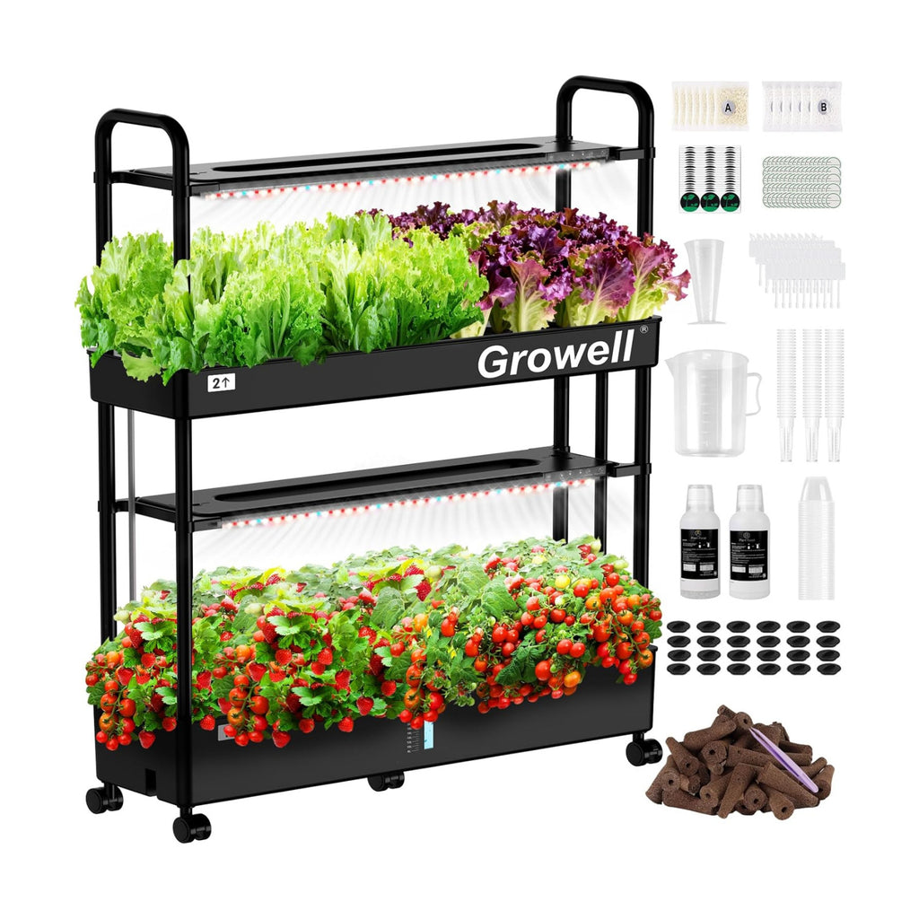 Growell Large Hydroponics Growing System Kit, 60 Pods Vertical Indoor Herb Garden Kit with 2 Light Modes & Auto