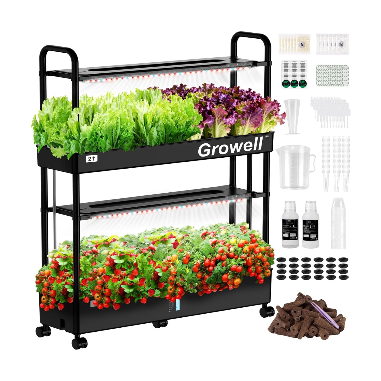 Growell Large Hydroponics Growing System Kit, 60 Pods Vertical Indoor Herb Garden Kit with 2 Light Modes & Auto