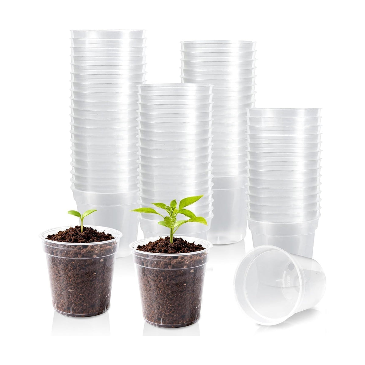 120 Pcs 2 Inch Clear Nurery Pots, Seedling Pots with Drainage Holes