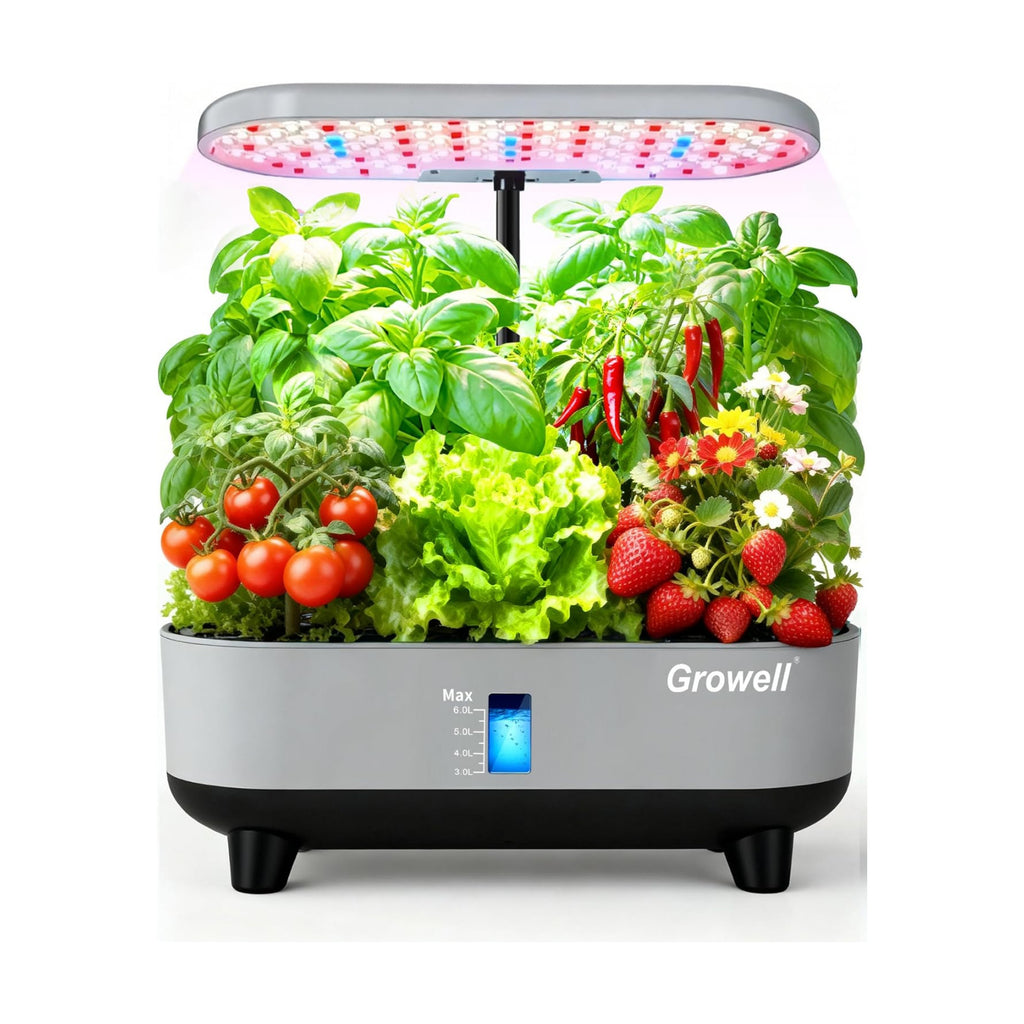 Growell 16 Pods Hydroponics Growing System Kit with 3 Light Modes & 2 Timer | Smart Water Circulation, LED Grow Light
