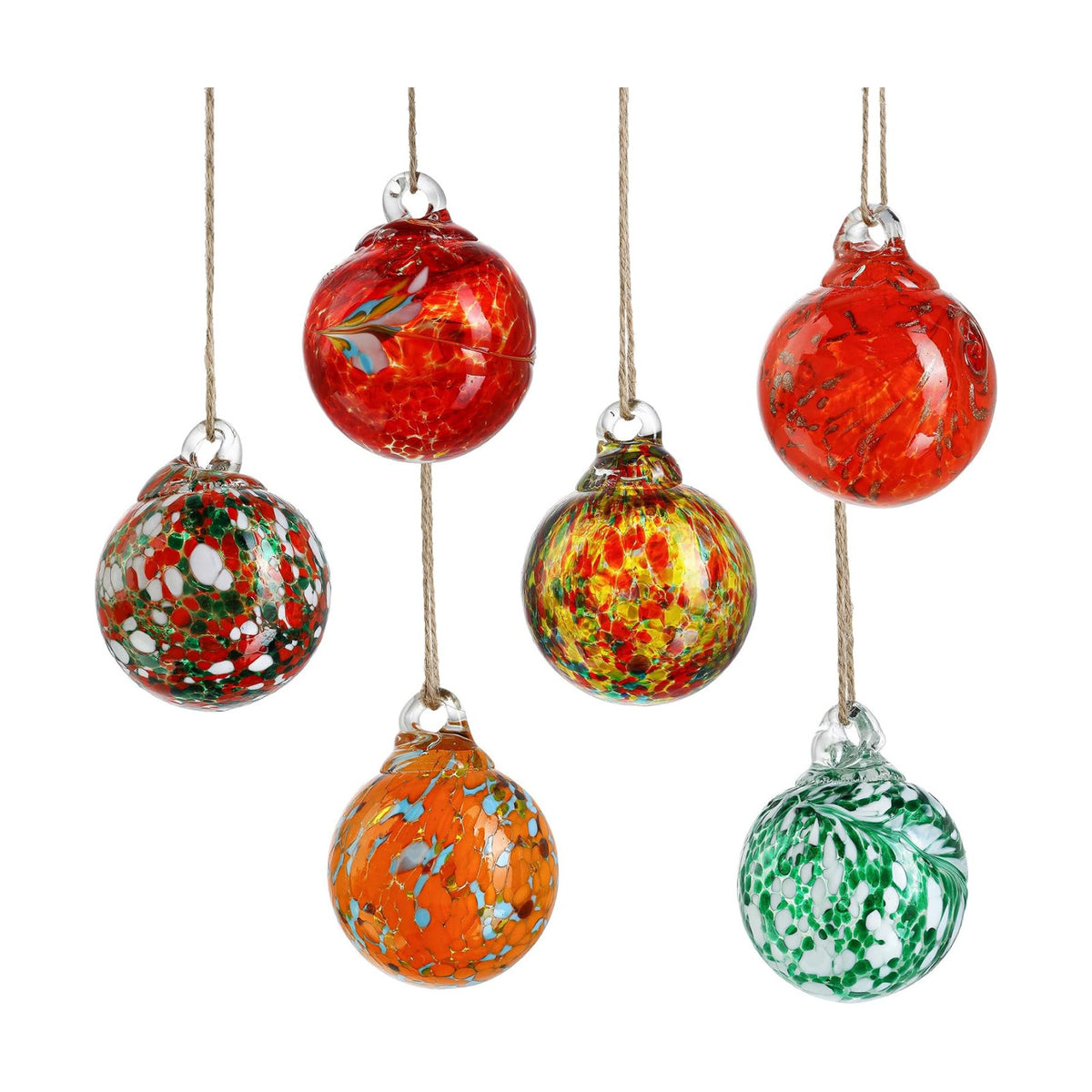 6 Pack Hand Blown Glass Balls Ornaments Hanging Witches Ball Gazing Ball