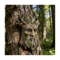 Tree Face Garden Statues Outdoor Decoration Clearance, Whimsical Old Man Tree Faces for Fence Hugger Sculpture, Wallmount Statue Fairy Art with Mushroom, Patio Home Hanging Decor, 6.9" x 2.8" x 9.8"