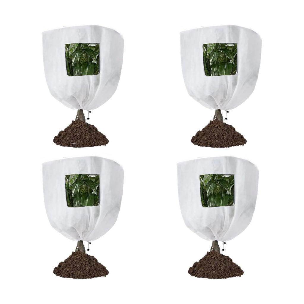 CMINGJ Plant Frost Protection Covers with Viewing Window, 39.37" x 39.37", 2.06oz/yd², Reusable Drawstring Tree Cover