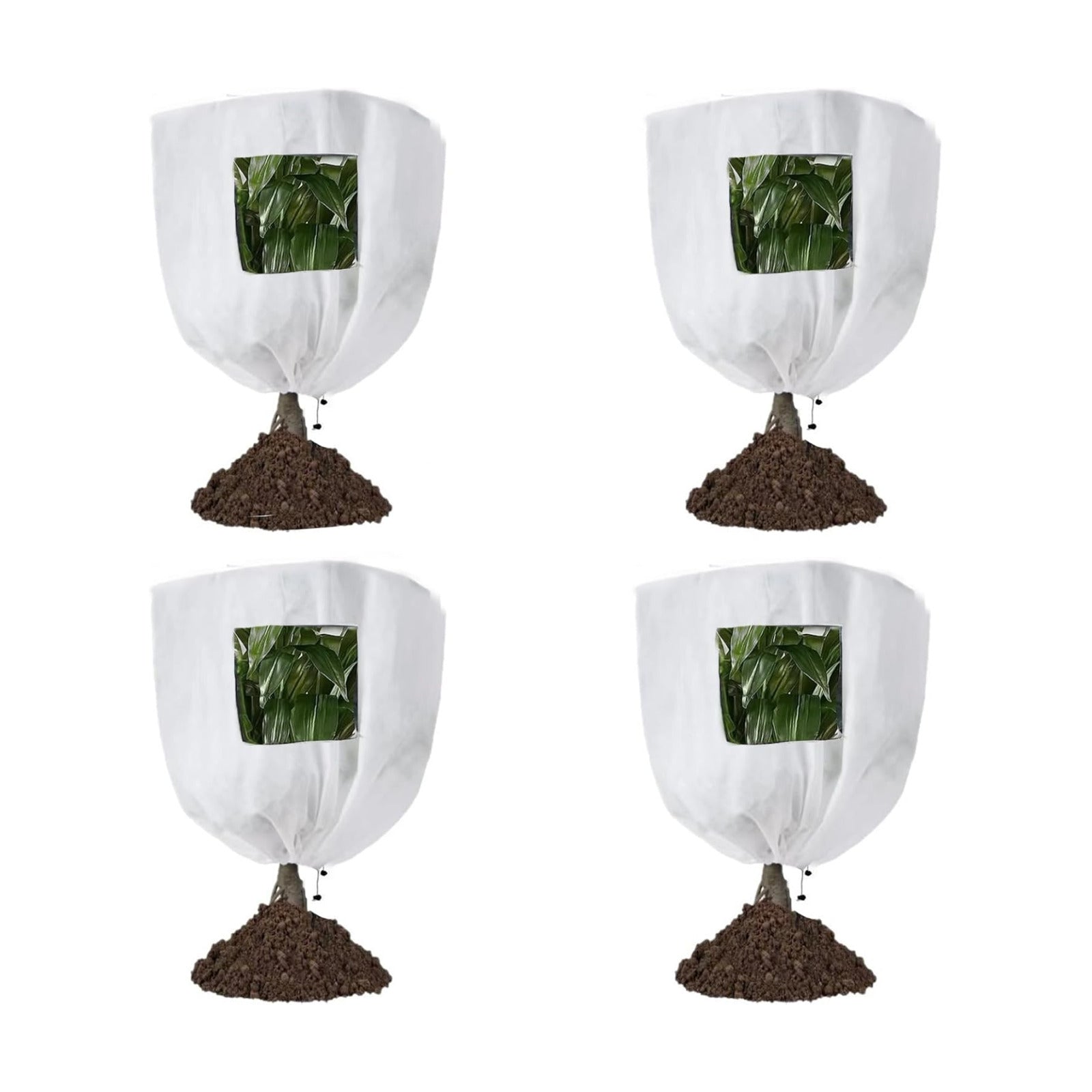 CMINGJ Plant Frost Protection Covers with Viewing Window, 39.37" x 39.37", 2.06oz/yd², Reusable Drawstring Tree Cover
