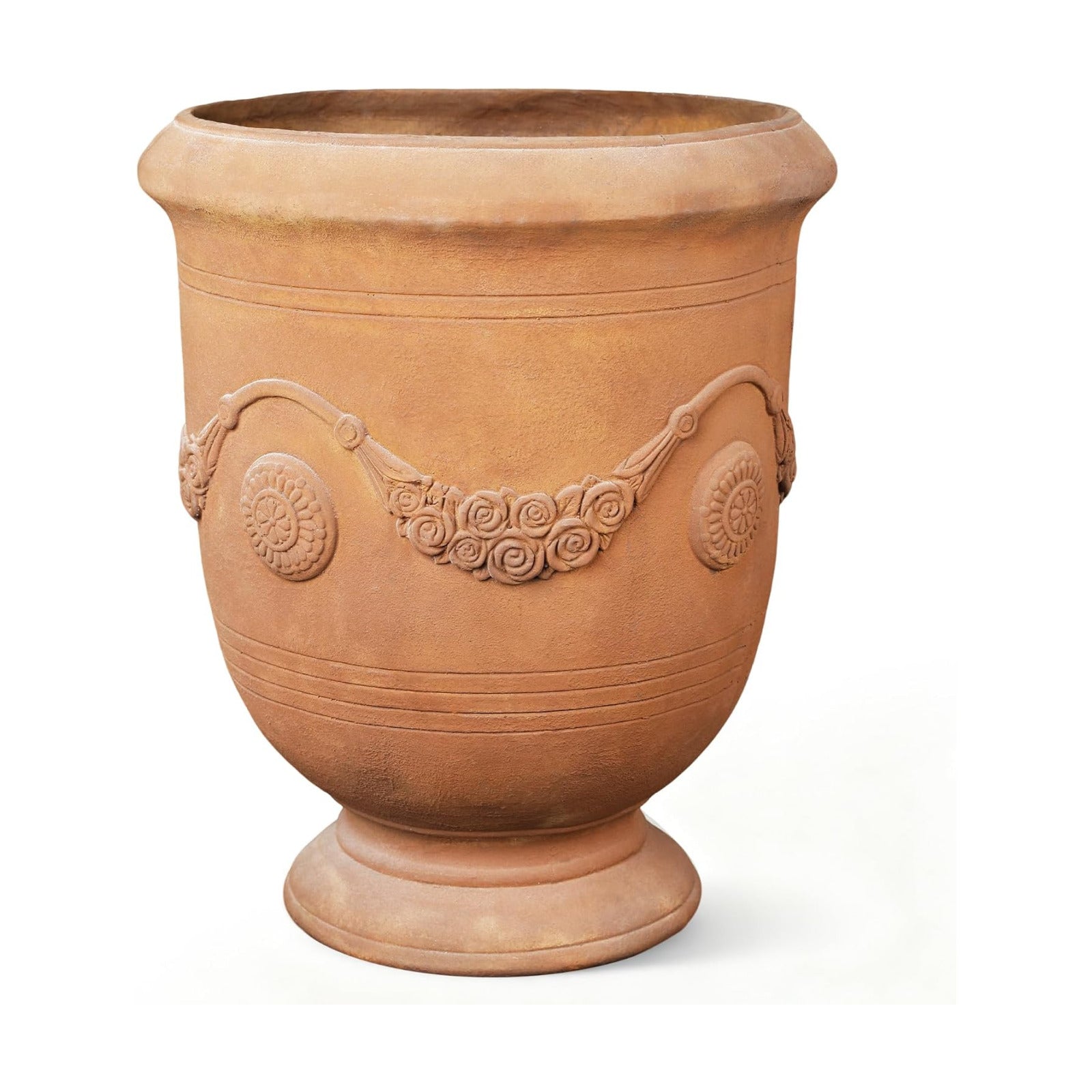 Planters for Indoor & Outdoor Plants, 16.5 Inch Large Magnesium Oxide Urn Planter with Drainage Hole, Decorative Unique