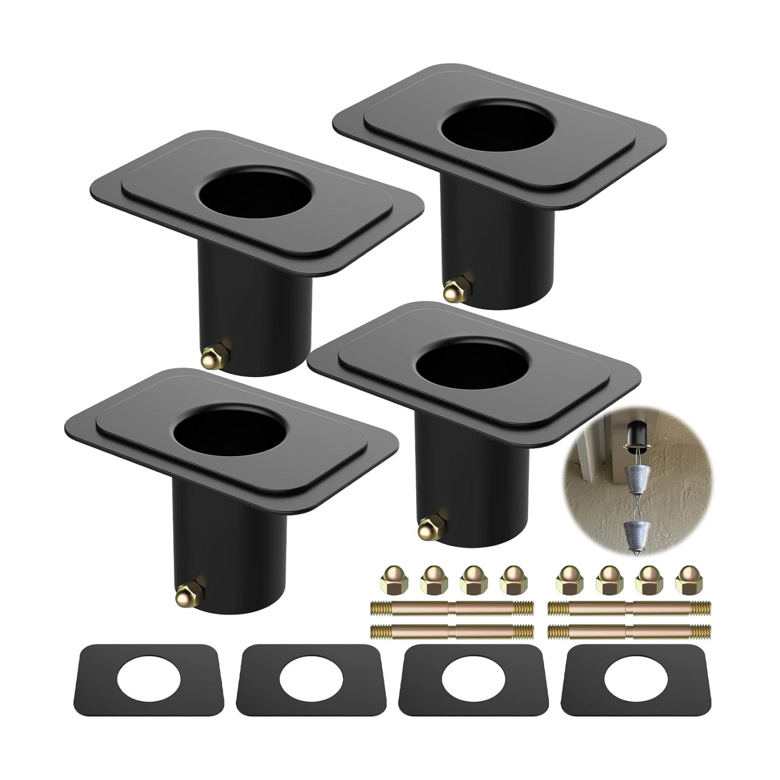 4pack Rain Chain Gutter with Bolt Anti-Rust Black Metal Adapter Decorative Rain Chains for Outside Gutter Downspout
