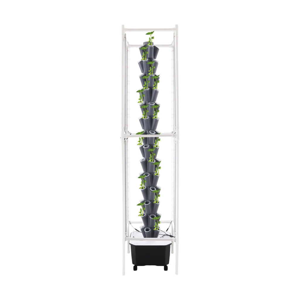 70 Holes Indoor Hydroponic Grow Tower with 8 LED Lights, 14 Layer Vertical Hydroponic Gardening Tower with Wheels