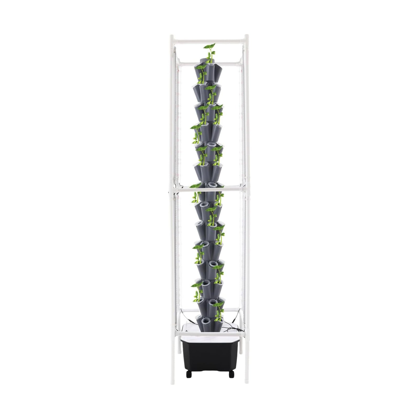 70 Holes Indoor Hydroponic Grow Tower with 8 LED Lights, 14 Layer Vertical Hydroponic Gardening Tower with Wheels