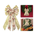 Estivaux Large Christmas Bows for Wreath, Christmas Wreath Bow Golden Natural Burlap Ribbons Xmas Tree Topper Bows for Front Door Party Decorations