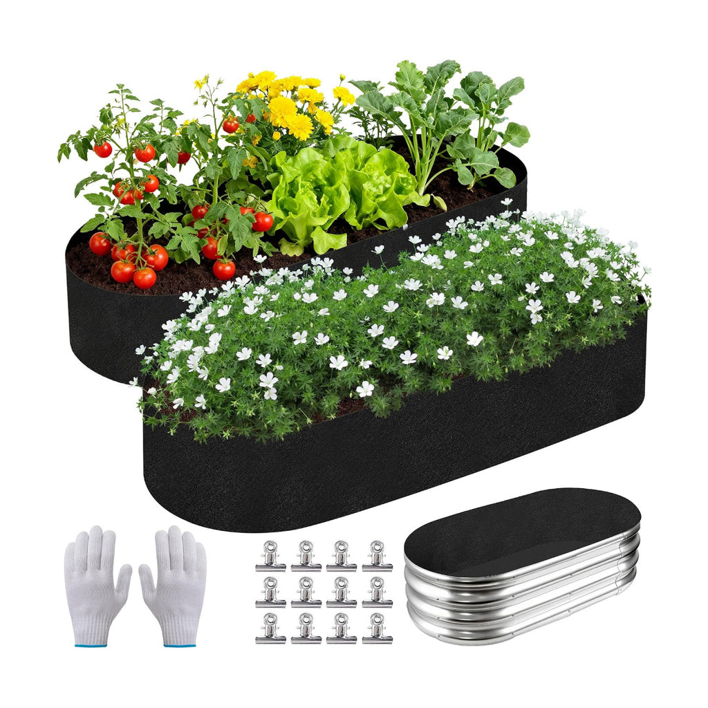 2 Sets 4 x 2 x 1 ft Raised Garden Bed Liner Bag, Breathable Grow Bed Fabric Liners with Clips and Gloves, Garden Box