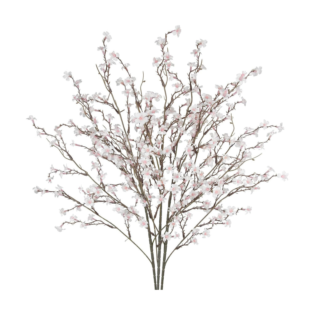 3 Pcs Cherry Blossom Branches Artificial Flowers for Spring Summer Indoor Decoration Faux Cherry Blossom Long Stems White Silk Fake Flowers for Tall Vase Arrangements Home Wedding Table