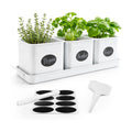 Indoor Herb Garden, Herb Planter Set with Handled Tray, 3 Iron Indoor Plant Pots with Drainage Holes, Windowsill