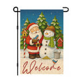 IVN Christmas Santa Snowman Welcome Garden Flag 12x18 Inch Yard Decor