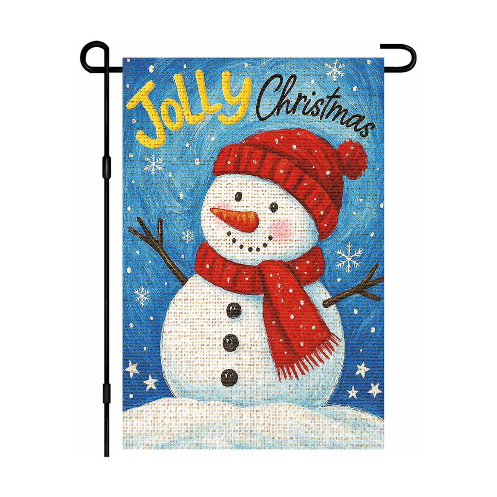 IVN Christmas Jolly Snowman Garden Flag 12x18 Inch Yard Decor
