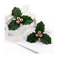 10Pcs Christmas Holly Berries Faux Berry Flowers with Leaves Xmas Berry Picks Christmas Wreath Branches Vase Fillers, Artificial Flowers (Gold)