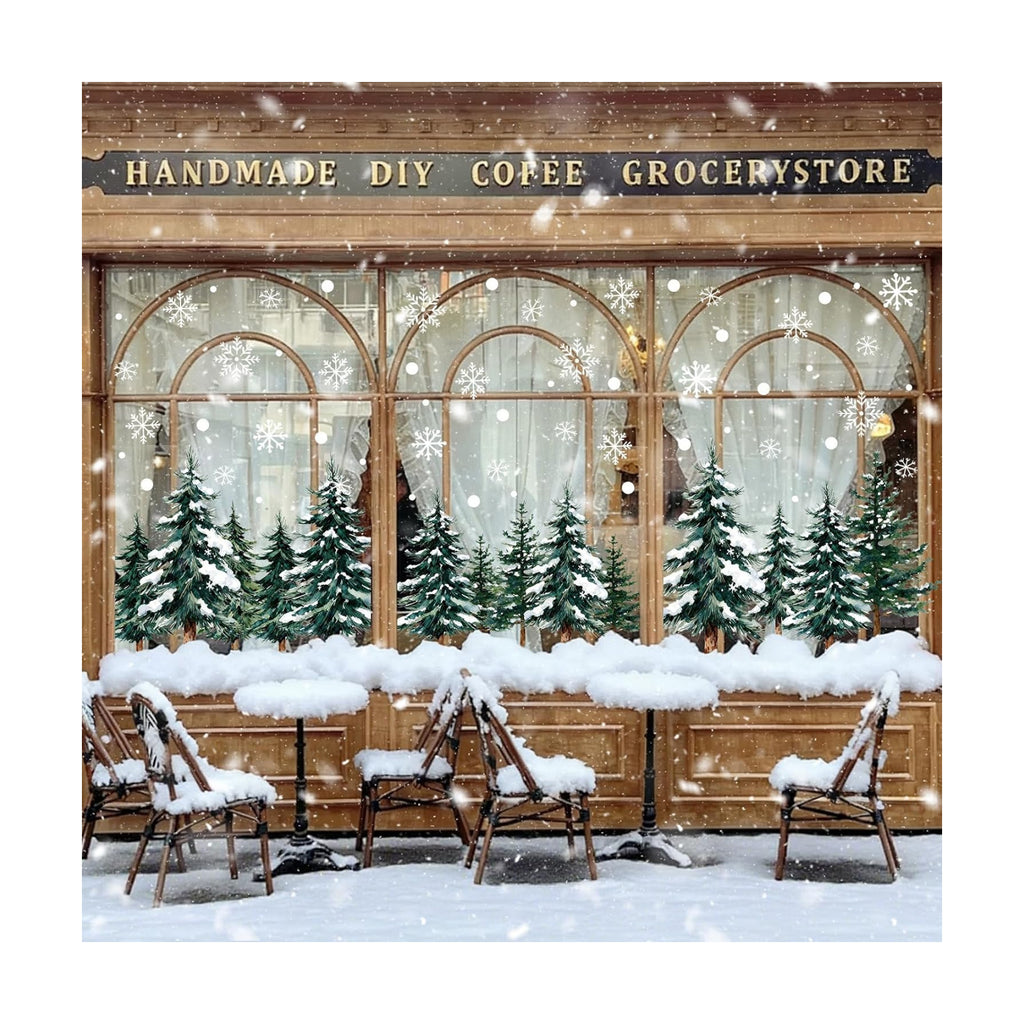 124 PCS Large Christmas Clings for Windows Trees Snowflake Window Clings Christmas Decorations