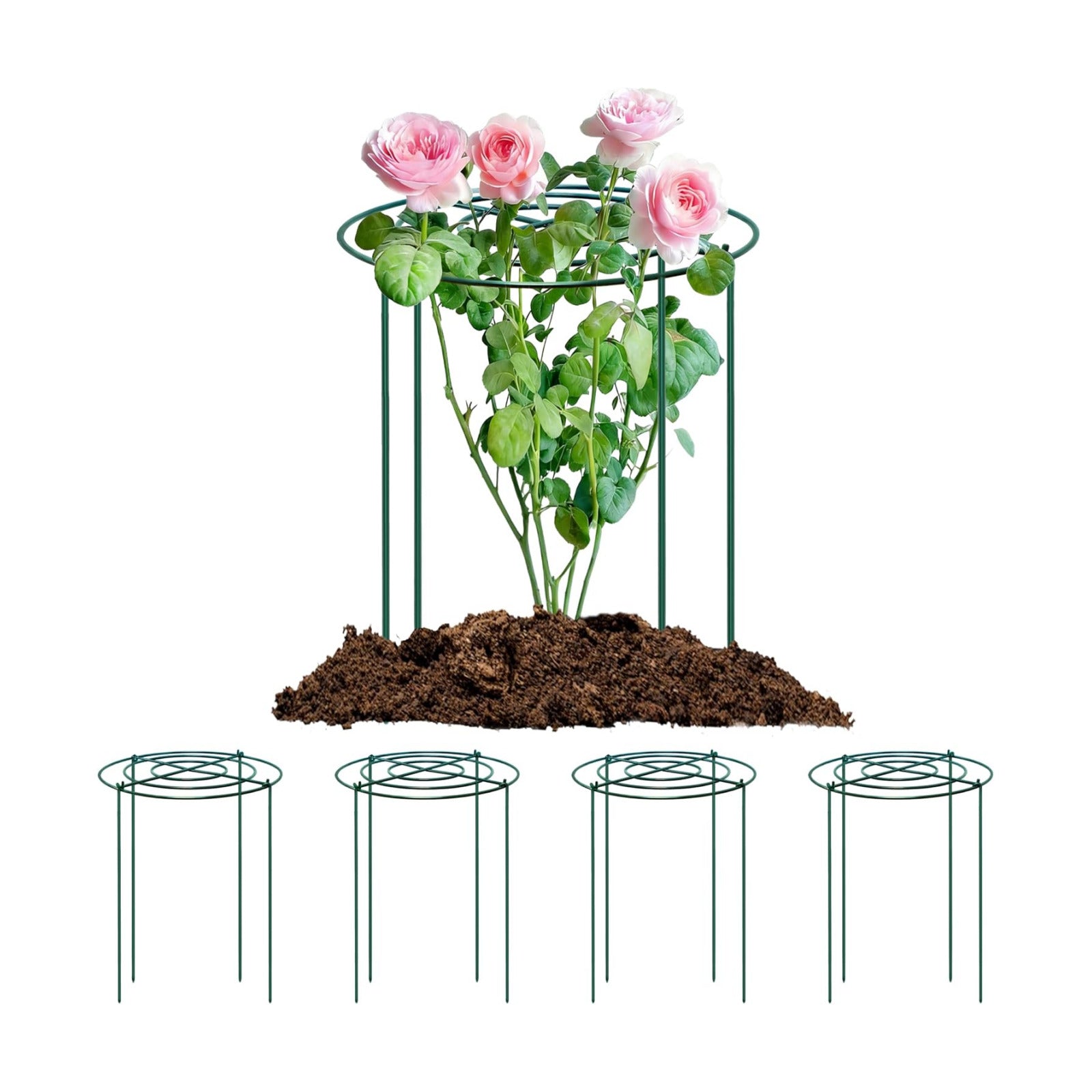 4pack Peony Cages and Supports, 18 x 24 Inch Four Legs Peony Cage, Heavy-Duty Peonies Support Cages, Peony Ring for