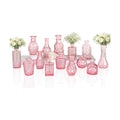 Clear Pink Glass Bud Vase Set of 14 Pcs,Small Bud Vases in Bulk,Glass Crystal Flower Vases Table Centerpieces for Party Event Wedding Decor Baby Shower Decorations (Pink, 14 Pcs)