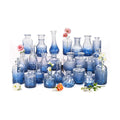 Clear Gradient Blue Glass Bud Vase Set of 24 Pcs,Small Bud Vases in Bulk,Glass Crystal Flower Vases Table Centerpieces for Party Event Wedding Decor Baby Shower Decorations (Gradient Blue, 24 Pcs)