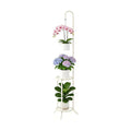 2-Tier Plant Stand With Hanging Hook, Metal Standing Plant Hanger, White | Space-Saving Iron Planter Shelves, Multiple