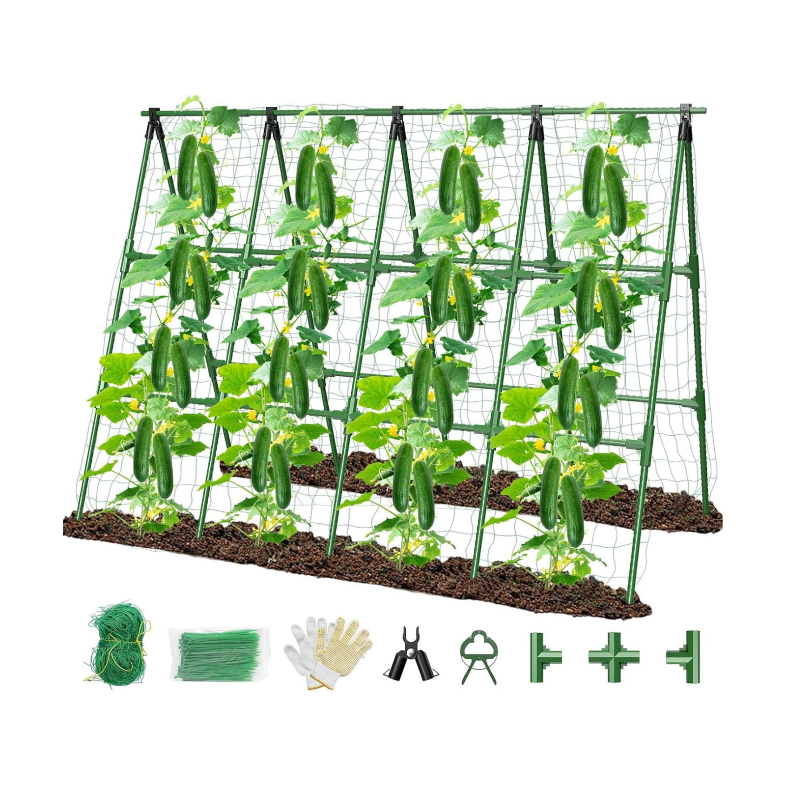 71"x 51" Cucumber Trellis for Raised Bed,Adjust A-Frame Trellis | Rust-Proof Plastic-Coated Steel Pipe Support for