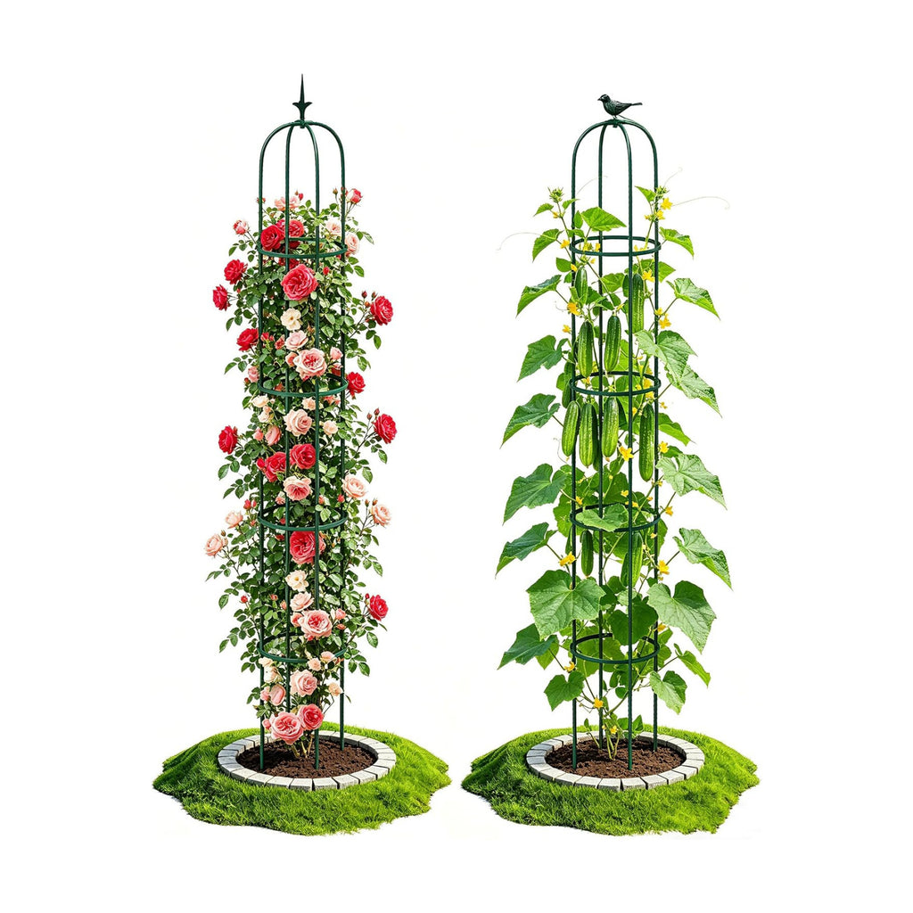 2PCS Garden Trellis for Climbing Plants, 6.2FT Rustproof Metal Pipe with Heavy Duty Plastic Coated, Garden Outdoor