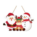 Happy Christmas Door Sign Wooden Reindeer Santa Claus Snowman Door Wreath