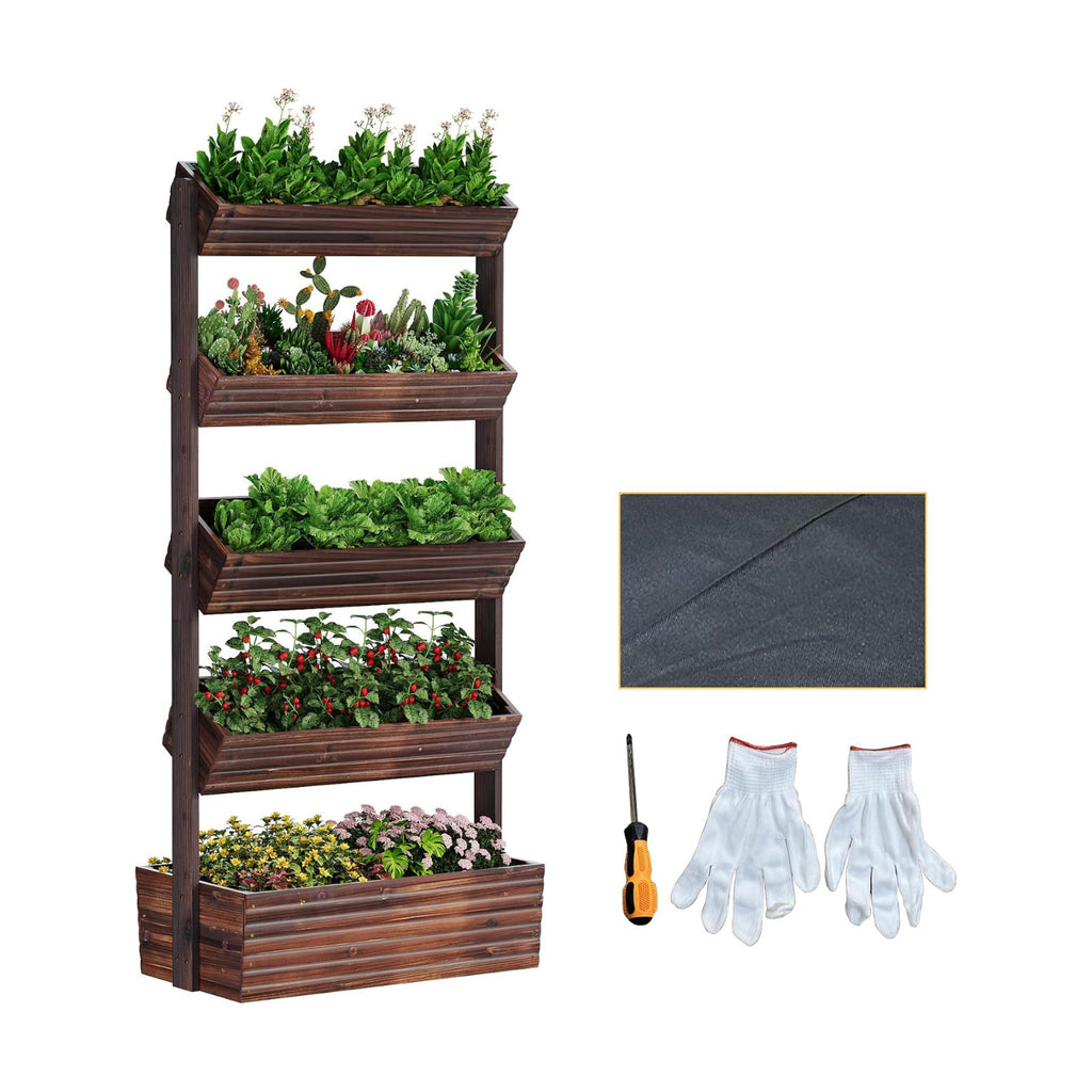 Vertical Wooden Raised Garden Bed Planters Wood Planter Kit Plant Stand Flower Rack Planter Box Gardening Plants Herbs