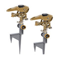 Biswing 2 Pack Impact Sprinklers on Metal Step Spike, Heavy Duty Zinc Alloy Lawn Sprinkler Head on Spike Base