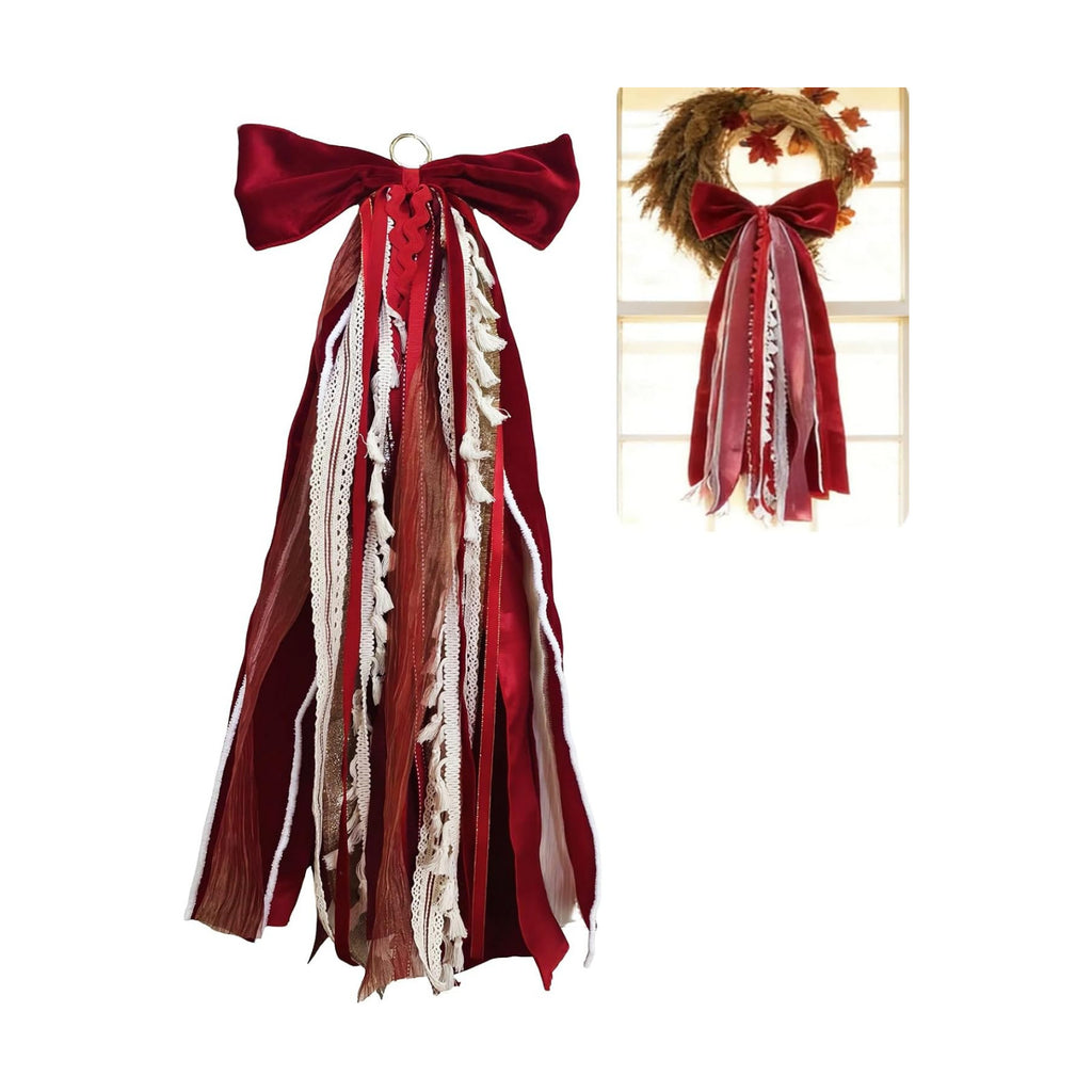 Christmas Decorations, Red Velvet Bows for Front Door Wreath Decor