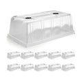 RooTrimmer 10 Pack 6.3" Tall Humidity Domes for 1020 Trays, Extra Strength Seed Starter Covers with 2 Adjustable Vents, Clear Plastic Propagation Cloning Lids for Germination & Microgreens, BPA-Free