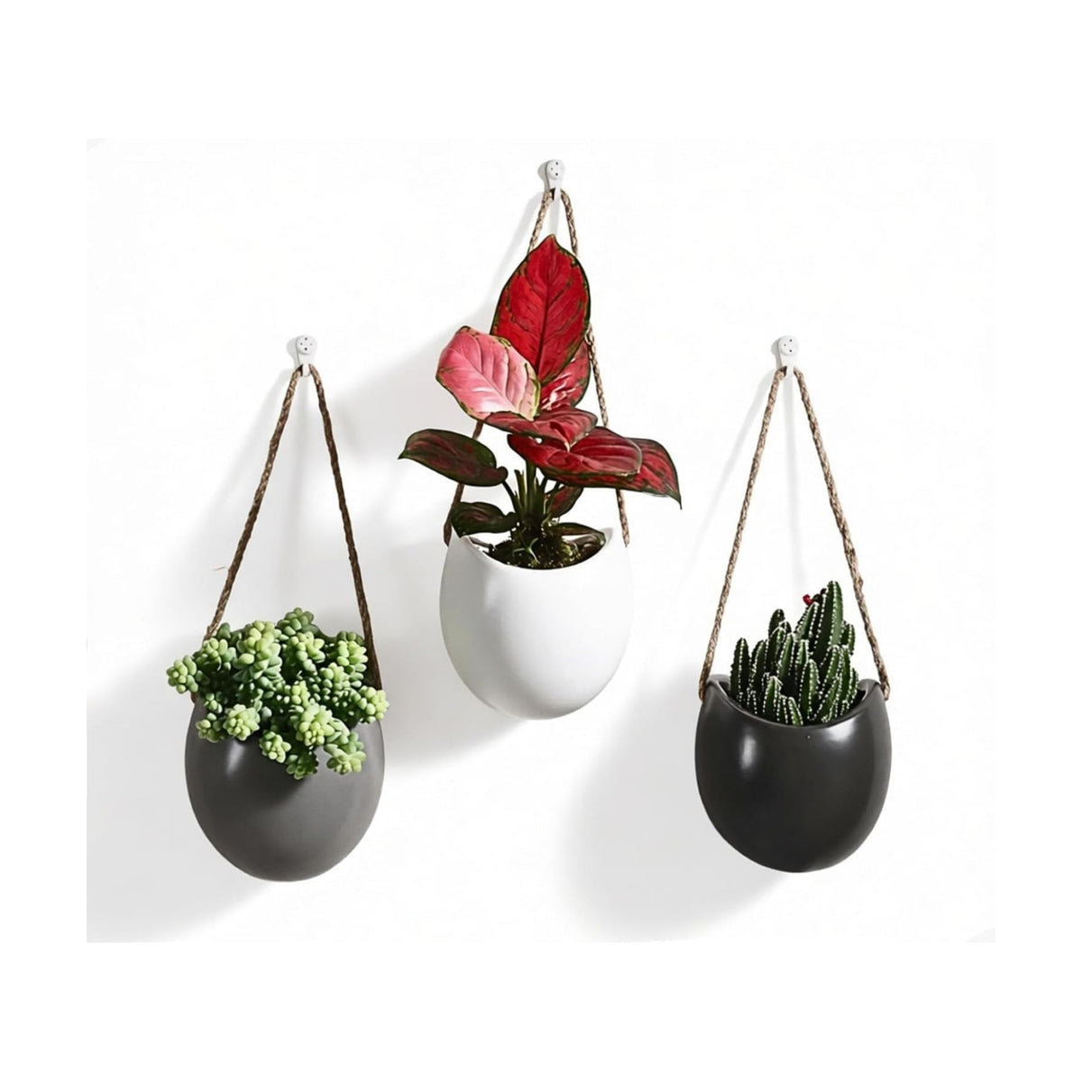 4 to 5 inch Ceramic Planters Wall Hanging Vases Decor - Set of 3