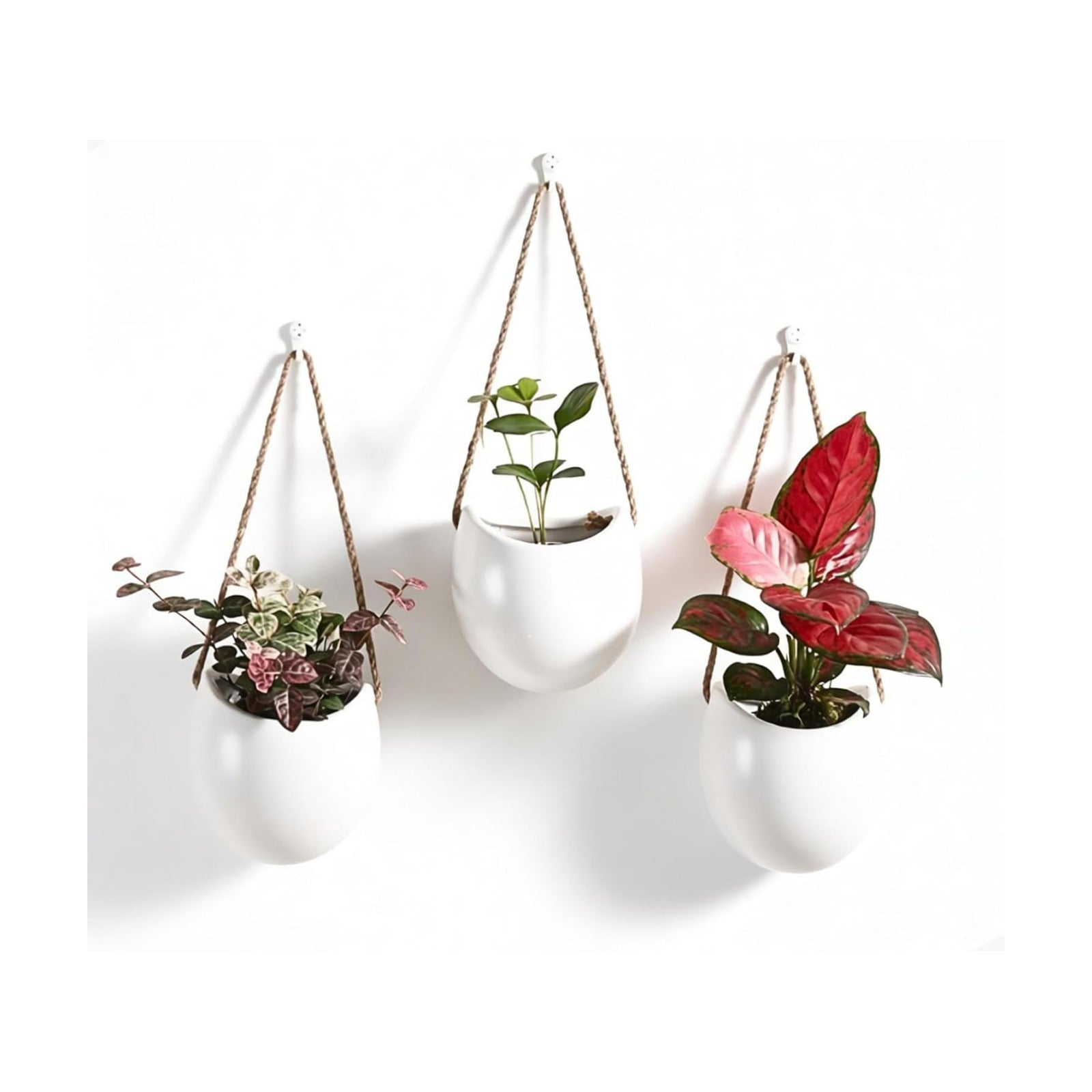 4 to 5 inch Ceramic Planters Wall Hanging Vases Decor - Set of 3 | Wall Decor for Home, Entryway, Hallway, Deck