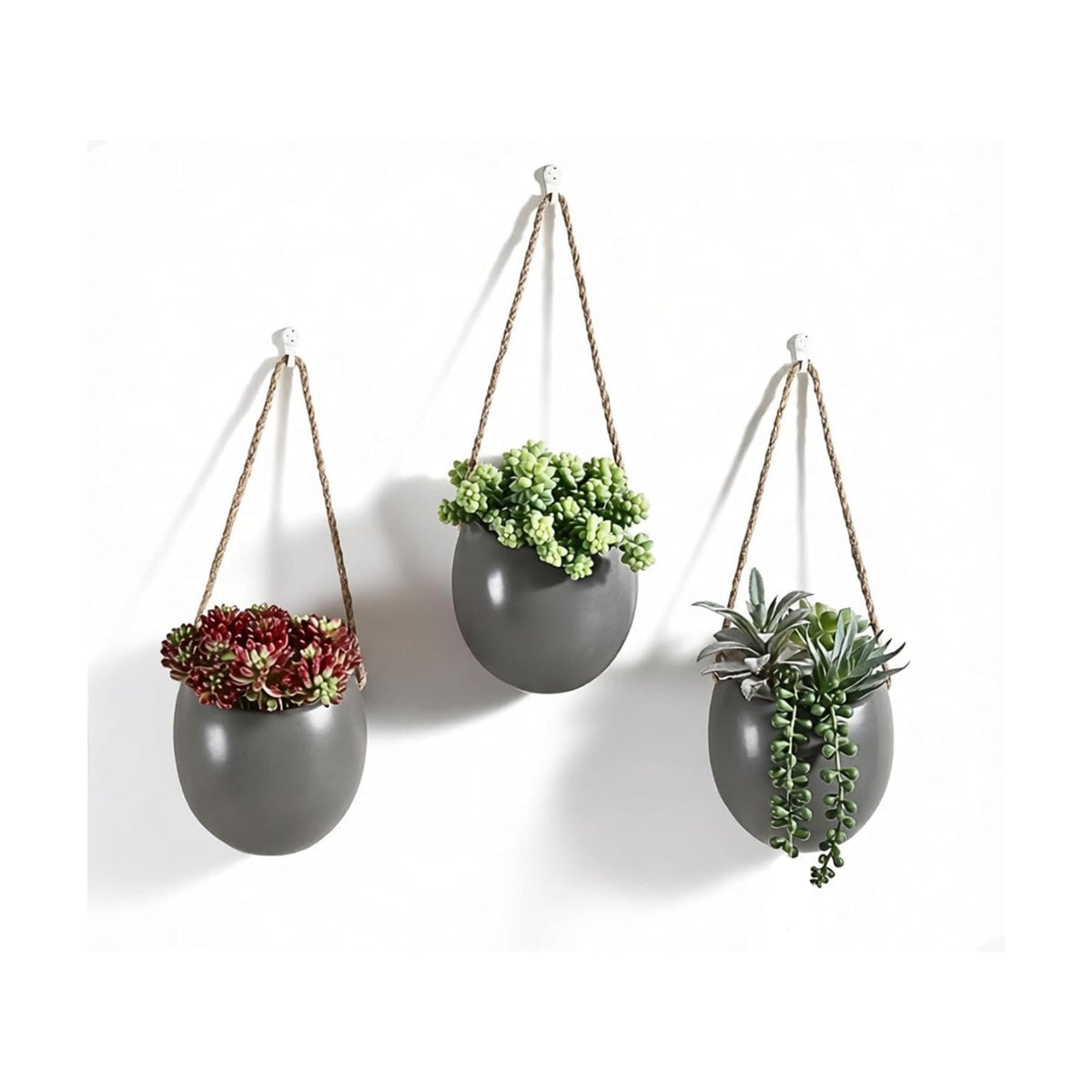 4 to 5 inch Ceramic Planters Wall Hanging Vases Decor - Set of 3