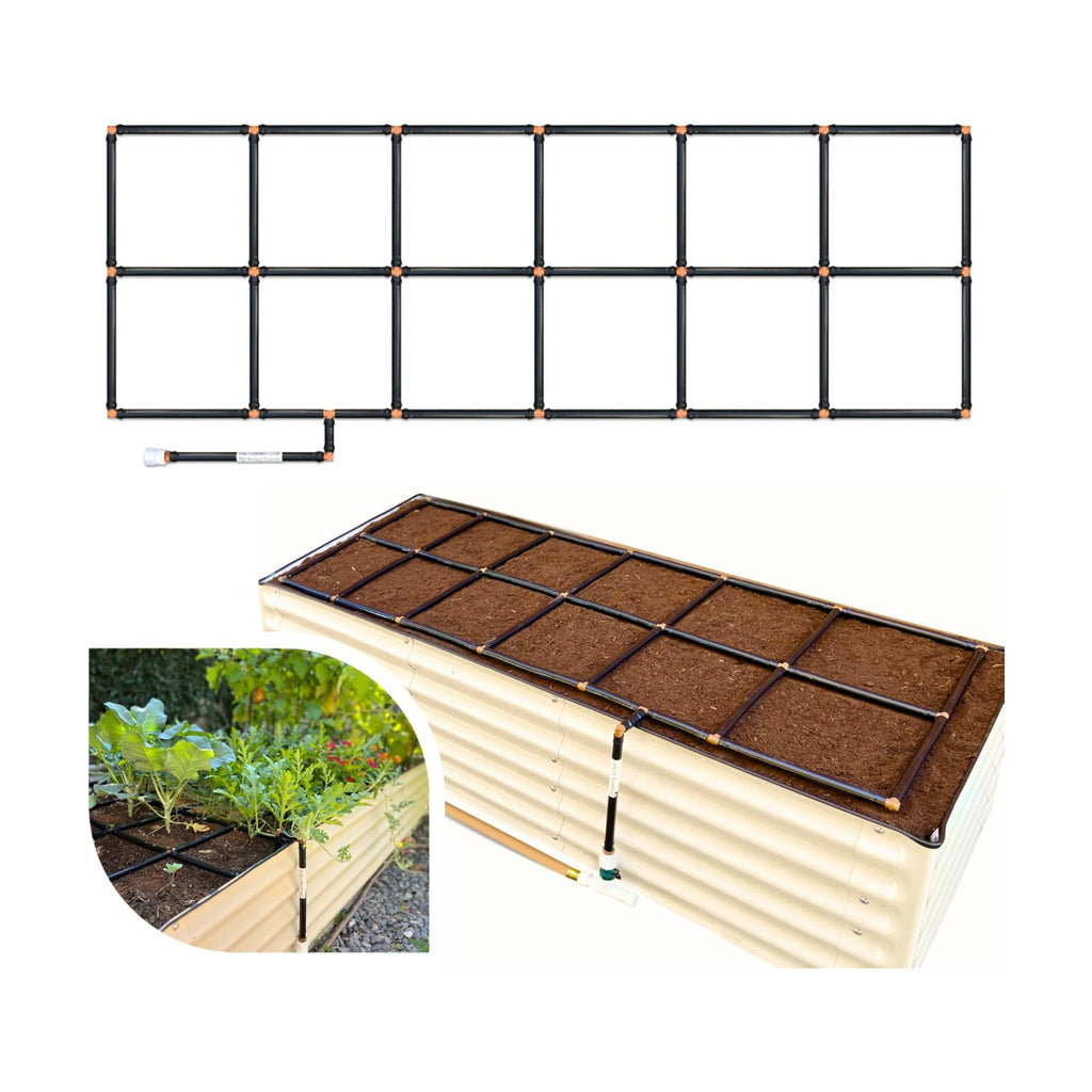 Garden Grid 2x6 | Garden Watering System for Raised Beds | Pre-Assembled | 1-Min Setup Garden Irrigation Kit;