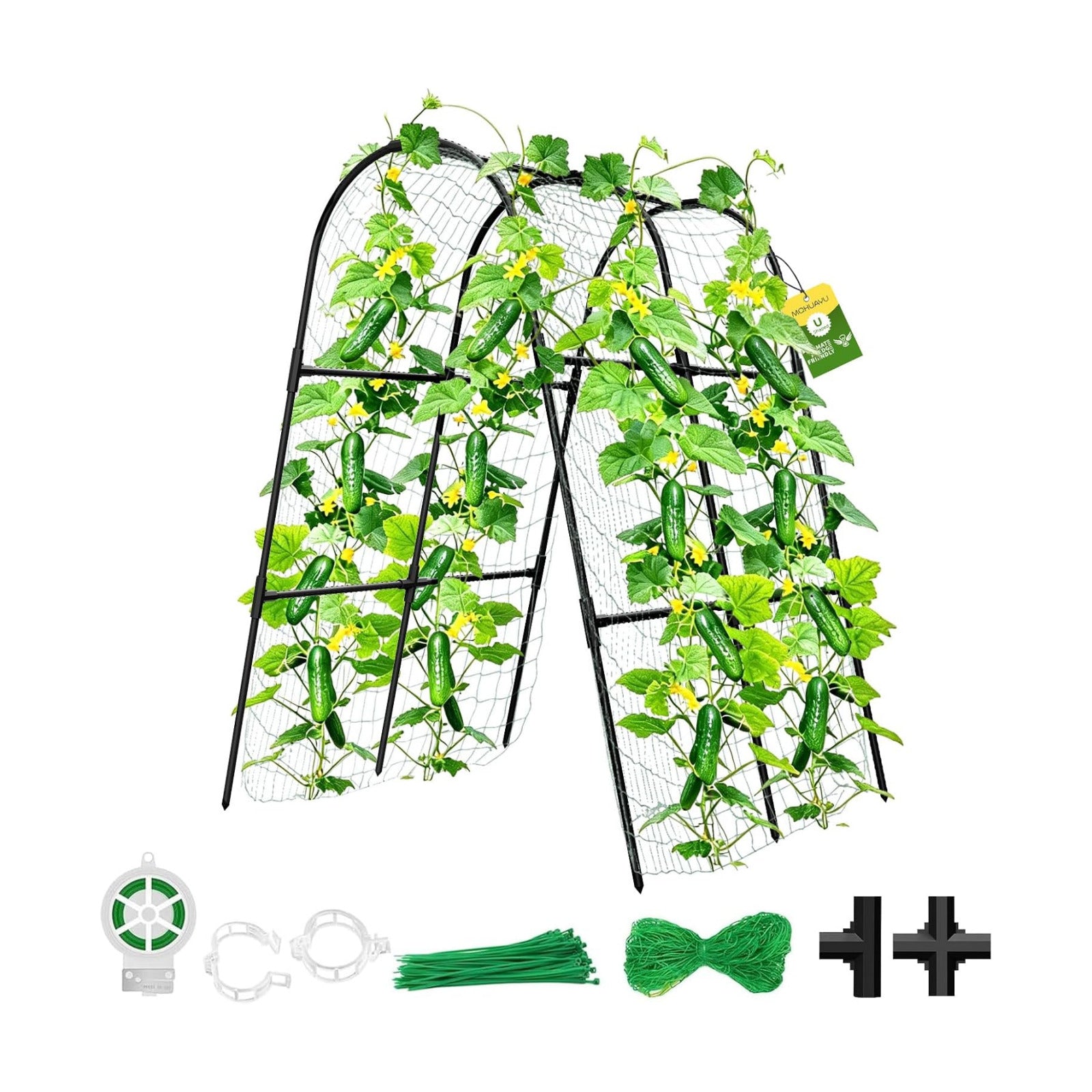 Cucumber Trellis for Raised Bed,U-Shape Garden Trellis for Climbing Plants Outdoor, Metal Arch Vegetables Trellis