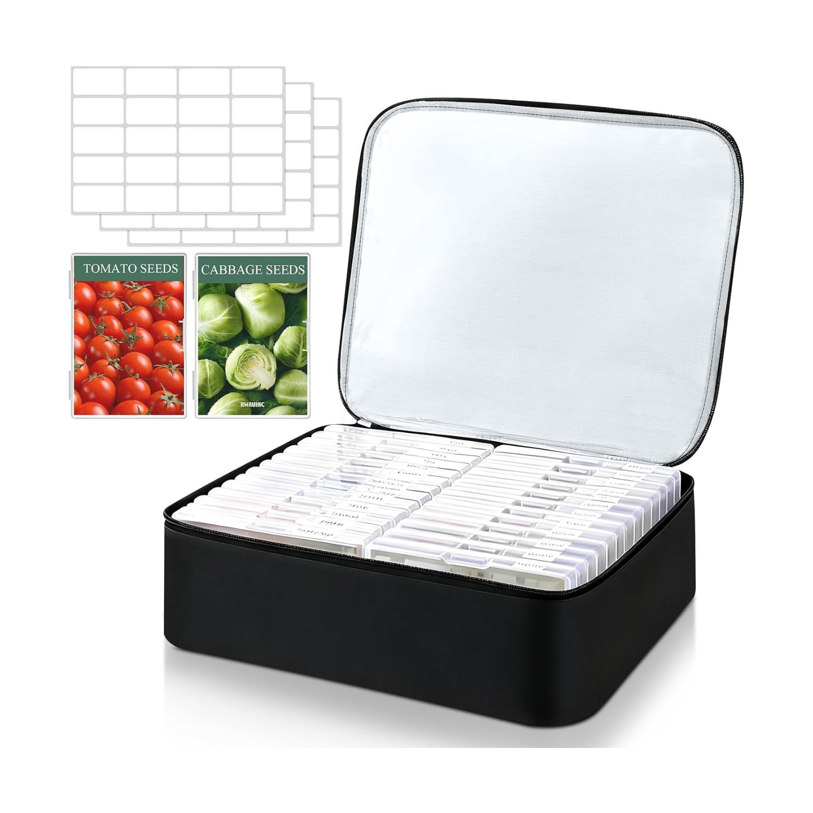 26 Slots Seed Storage Organizer Box, Reusable Oxford Cloth Seeds Storage Container, Holds 80-200 Envelopes, Garden Seed