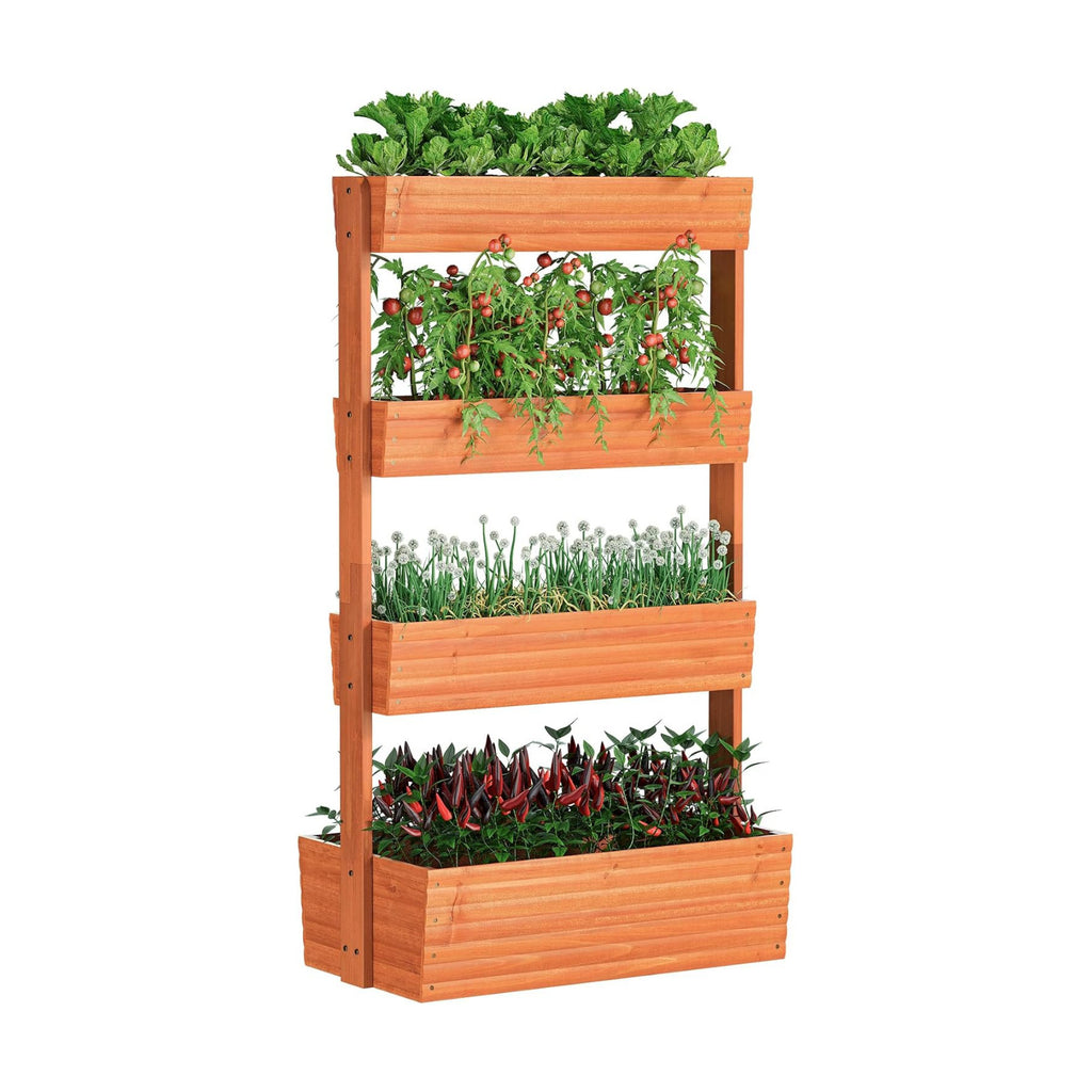 Wooden Raised Garden Bed Vertical Planter Box, Freestanding Plant Stand for Indoor Outdoor Plants, Herbs, Flowers